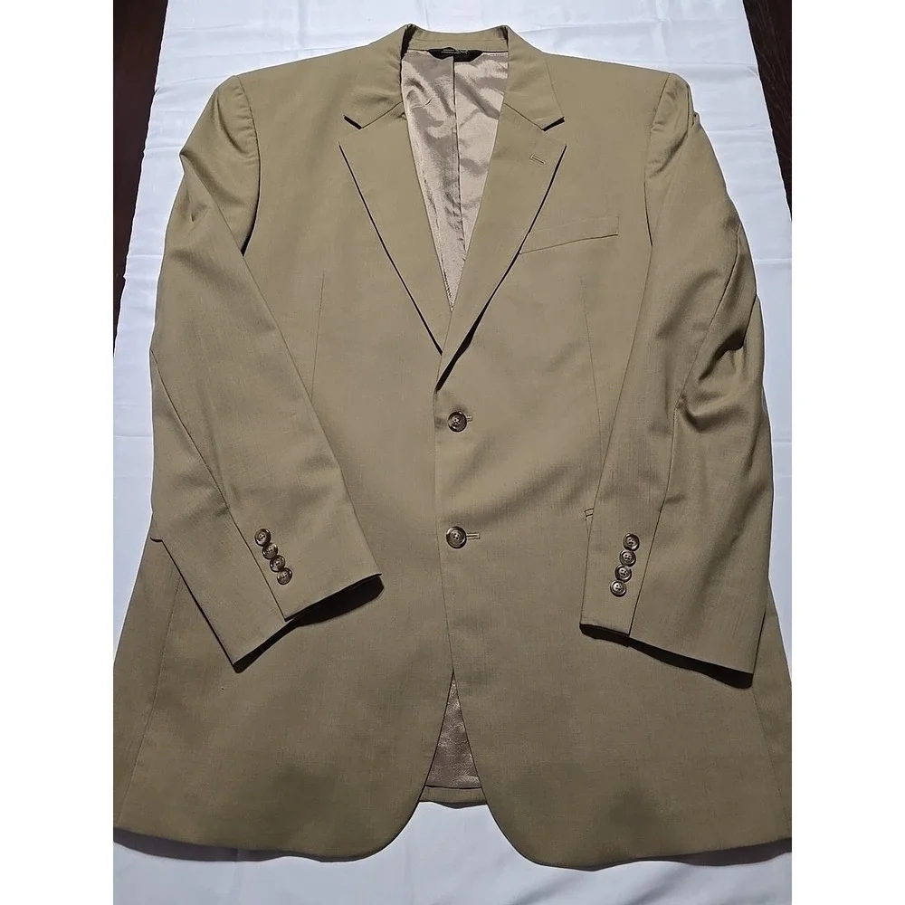 Jos‎ A Bank Mens Sport Coat Blazer Suit Jacket Tan Wool 46L Notch